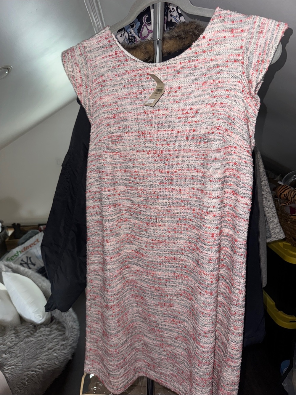 LOFT Pink Speckled Knit Midi Dress